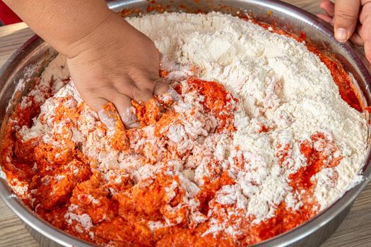 The dough state of tarhana before it is dried in the sun.