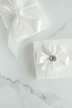 Romantic celebration, lifestyle and holiday present concept - Luxury wedding gifts on marble