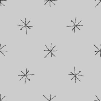 Hand Drawn Snowflakes Christmas Seamless Pattern. Subtle Flying Snow Flakes on chalk snowflakes Background. Actual chalk handdrawn snow overlay. Charming holiday season decoration.