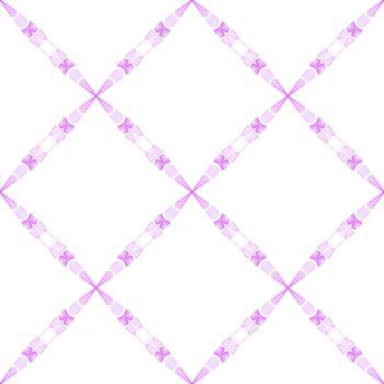 Textile ready fetching print, swimwear fabric, wallpaper, wrapping. Purple favorable boho chic summer design. Hand painted tiled watercolor border. Tiled watercolor background.