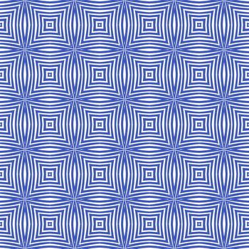 Chevron stripes design. Indigo symmetrical kaleidoscope background. Geometric chevron stripes pattern. Textile ready extra print, swimwear fabric, wallpaper, wrapping.