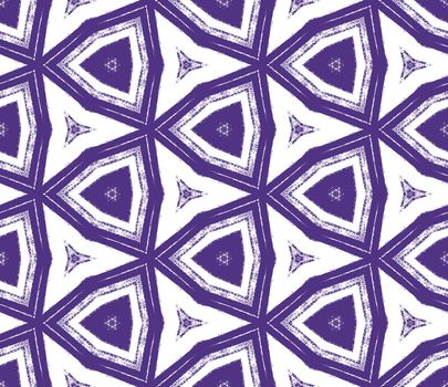 Striped hand drawn pattern. Purple symmetrical kaleidoscope background. Textile ready elegant print, swimwear fabric, wallpaper, wrapping. Repeating striped hand drawn tile.