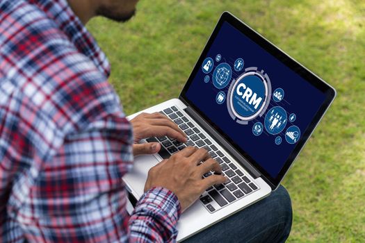 Customer relationship management system on modish computer for CRM business and enterprise