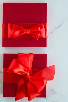 Romantic celebration, lifestyle and birthday present concept - Luxury red holiday gifts on marble