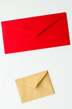 Communication, newsletter and business concept - Envelopes on marble background, message