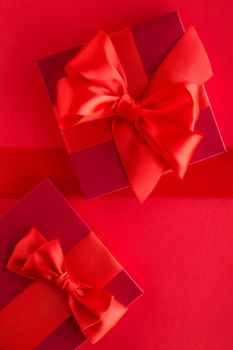 Romantic celebration, lifestyle and birthday present concept - Luxury holiday gifts on red