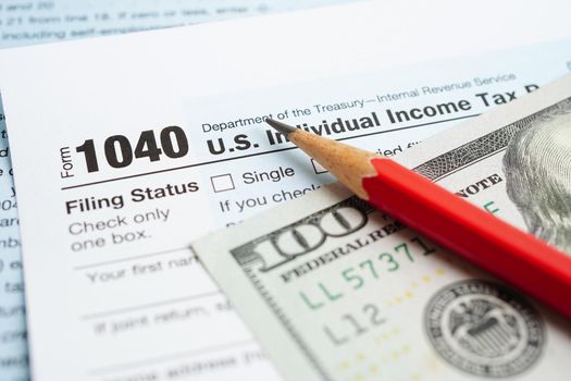 Bangkok, Thailand - May 15, 2022  Tax form 1040 U.S. Individual Income Tax Return, business finance concept.