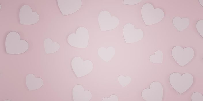 Hearts Pastel Color Banner Background 3D Illustration