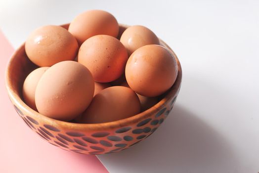 close up of eggs in a bowl