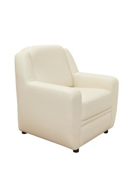 beige leather comfortable armchair isolated on white background, side view. modern furniture, interior, home design