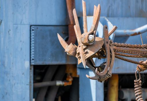 Stare Mesto, Czech Republic 29 April 2022 Metal ZOO original exposition of metal waste, technology and retro objects. Dragon head made of scrap metal