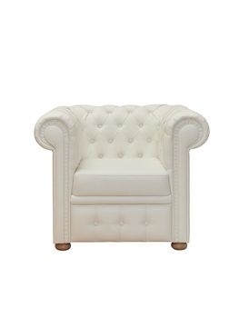 vintage beige leather comfortable armchair isolated on white background, front view. retro furniture, interior, home design