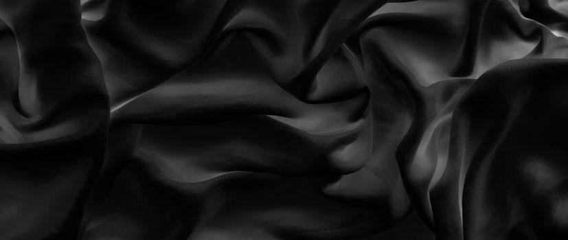 Fashion brand, elegant fabric and luxe beauty concept - Luxury black soft silk flatlay background texture, holiday glamour abstract backdrop