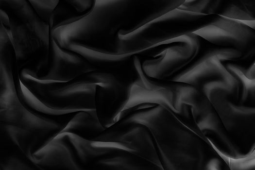 Fashion brand, elegant fabric and luxe beauty concept - Luxury black soft silk flatlay background texture, holiday glamour abstract backdrop