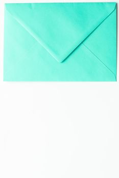 Postal service, newsletter and greeting card concept - Blank paper envelopes on marble flatlay background, holiday mail letter or post card message design