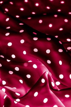 Fashion design, interior decor and vintage material concept - Classic polka dot textile background texture, white dots on red luxury fabric design pattern