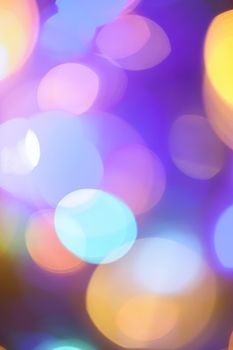 Colourful lights bokeh - abstract background, defocused overlay, bright colours concept