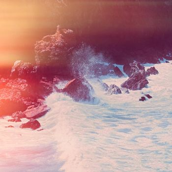 Coastal art print, holiday destination and travel concept - Dreamy ocean coast in summer