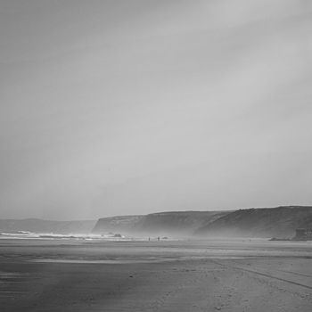 Coastal art print, monochrome and seascape concept - Atlantic ocean coast scenery, fine art