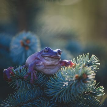 Australian Green Tree Frog, Litoria caerulea, isolated on white background