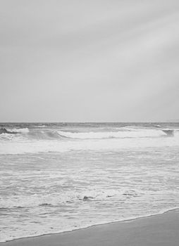 Coastal art print, monochrome and seascape concept - Atlantic ocean coast scenery, fine art