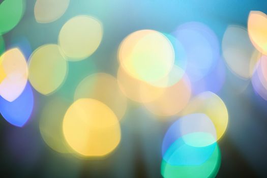 Colourful lights bokeh - abstract background, defocused overlay, bright colours concept