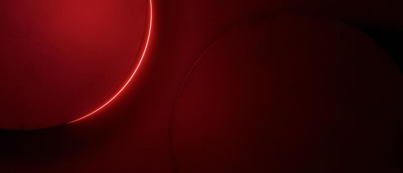 Abstract luxury 3D shiny red curved shapes with light elements style on red background 3D Render