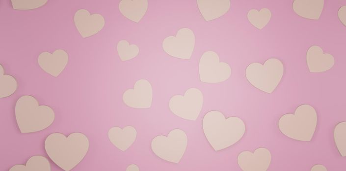 Pink Hearts Background 3D Render