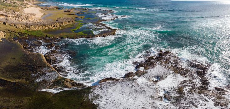 An aerial shot of Mornington Peninsula around Pearses Beach in Victoria, Australia