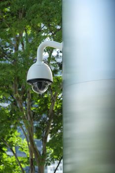 CCTV security camera operating outdoor ,