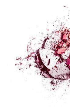 Beauty texture, cosmetic product and art of make-up concept - Crushed eyeshadows and powder isolated on white background