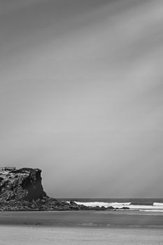 Coastal art print, monochrome and seascape concept - Atlantic ocean coast scenery, fine art