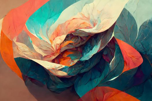 colorful abstract painting-like feathers background, neural network generated art.