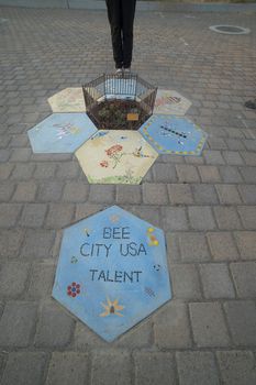 TALENT, OR, AUGUST 26, 2022: The tiniest city park in the world. This little garden is 78 square inches smaller than the next smallest park, located in Portland, OR.