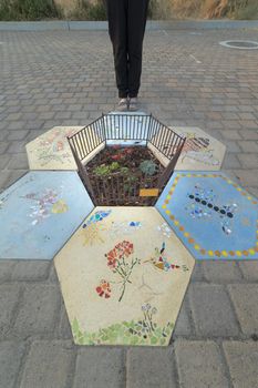 TALENT, OR, AUGUST 26, 2022: The tiniest city park in the world. This little garden is 78 square inches smaller than the next smallest park, located in Portland, OR.