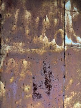 Corroded metal background. Rusted white painted metal wall. Rusty metal background with streaks of rust. Rust stains. The metal surface rusted spots. Rystycorrosion.