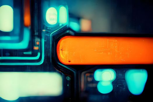 abstract teal-orange hight-tech cyberpunk background, neural network generated art.