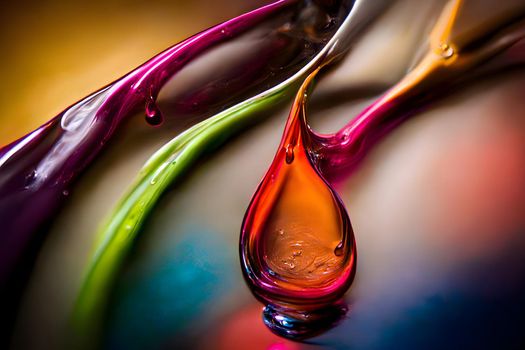 transparent colorful oil drops closeup abstract background, neural network generated art.