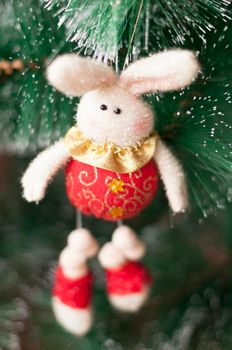 Christmas decorations and toys, New Year atmosphere at hom, blurry background. High quality photo