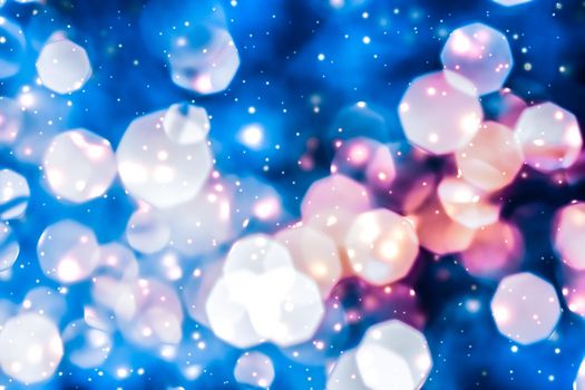 Christmas lights, New Years Eve fireworks and abstract texture concept - Magic sparkling shiny glitter and glowing snow, luxury winter holiday background