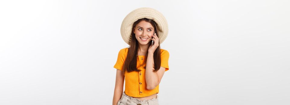 Beautiful smiling business woman talking on the phone