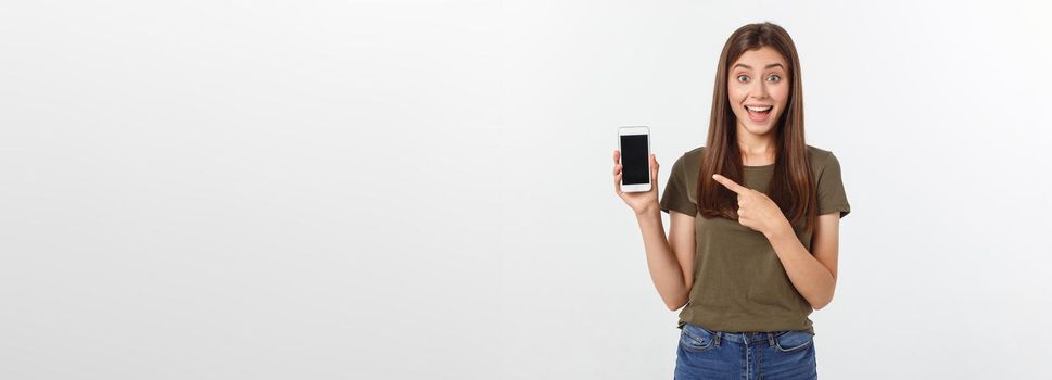 Girl Holding Smart Phone - Beautiful smiling girl holding a smart phone.