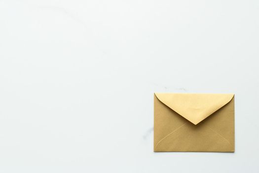 Communication, newsletter and business concept - Envelopes on marble background, message