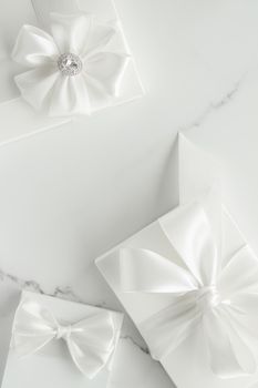 Romantic celebration, lifestyle and holiday present concept - Luxury wedding gifts on marble