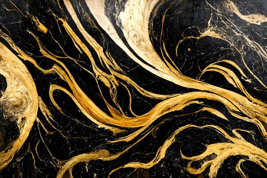Black-golden marble luxury texture and background, neural network generated art. Digitally generated image. Not based on any actual scene or pattern.