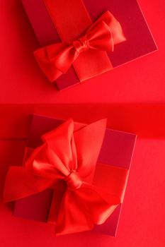 Romantic celebration, lifestyle and birthday present concept - Luxury holiday gifts on red