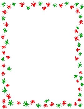 Hand drawn Christms frame with red green traditional ornaments and empty copyspace. December winter xmas decoration border, season holiday decor edge design, simple minimalist style doodle cartoon