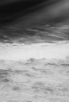 Coastal art print, monochrome and seascape concept - Atlantic ocean coast scenery, fine art