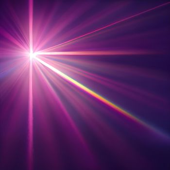 Purple Light Lens flare on black background. Lens flare with bright light isolated with a black background. Used for textures and materials.