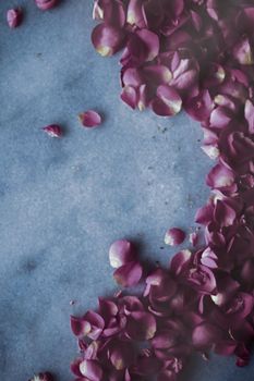 Art of flowers, wedding invitation and nature beauty concept - Rose petals on marble stone, floral background